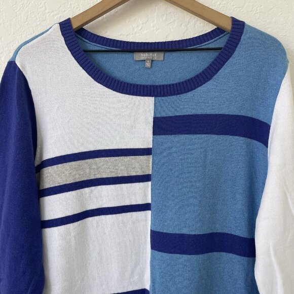 Habitat Clothes To Live Womens Geometric Colorblock Sweater Size XL Blue Cotton - Picture 4 of 16
